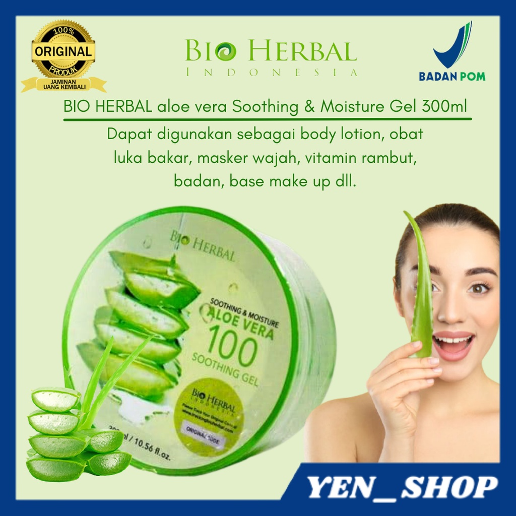 BIO HERBAL aloe vera Soothing &amp; Moisture Gel 300ml original BPOM