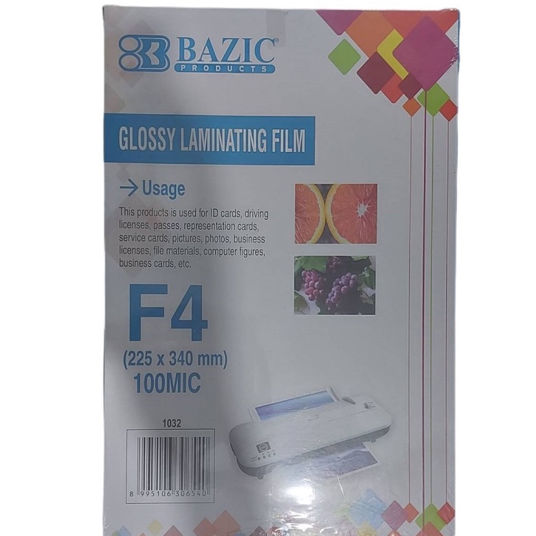 

[1 Bungkus] Plastik Laminating Bazic F4 Glossy 100 Micron / Laminating FIlm Glossy F4 Glossy 100 Micron
