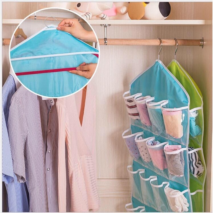 FUTAKO Storage Gantung 16 Kantong Hanger Organizer Sebaguna Pouch Korean