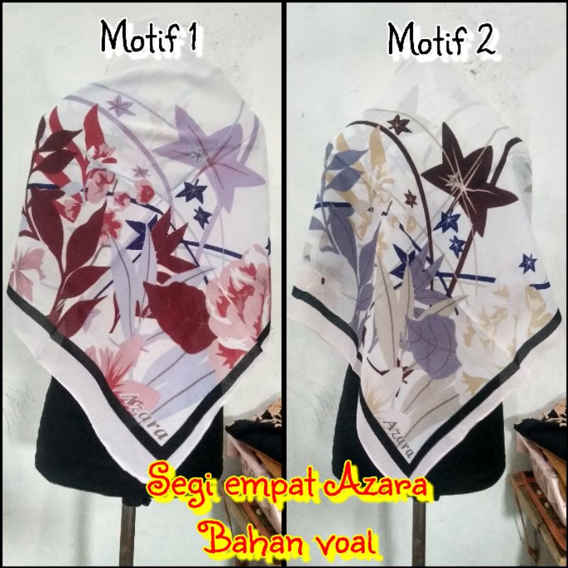 Segi empat azara motif bunga hijab instan jilbab saudia umma grosir voal pashmina murah