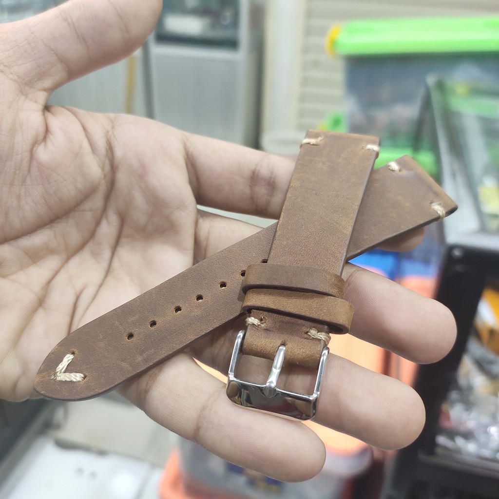 STRAP TALI KULIT LEATHER ASLI JAM TANGAN ZORRO 20MM 22MM BROWN.