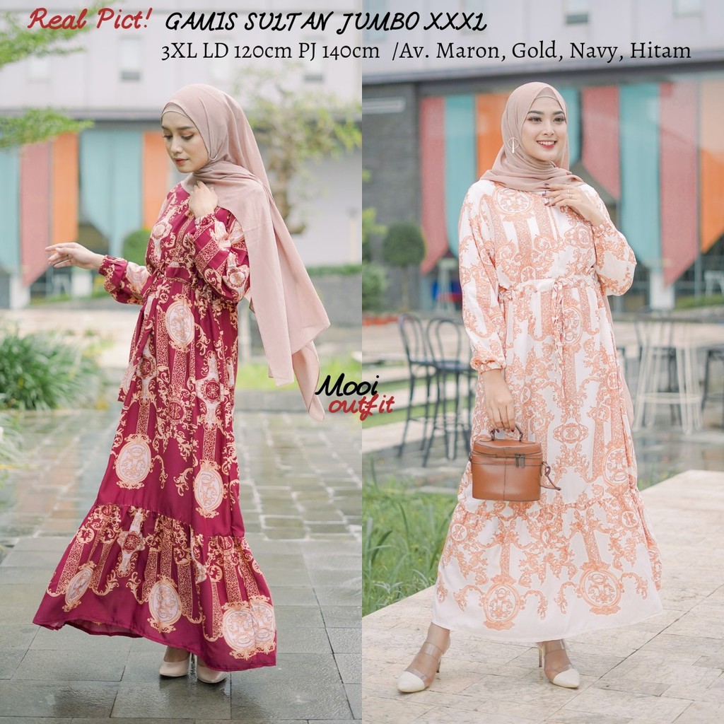 Gamis Jumbo Xxxl Ld 120 Bahan Katun Rayon Adem Gamis Lebaran Jumbo Murah - Gamis Jumbo Kekinian Viral Tiktok Murah