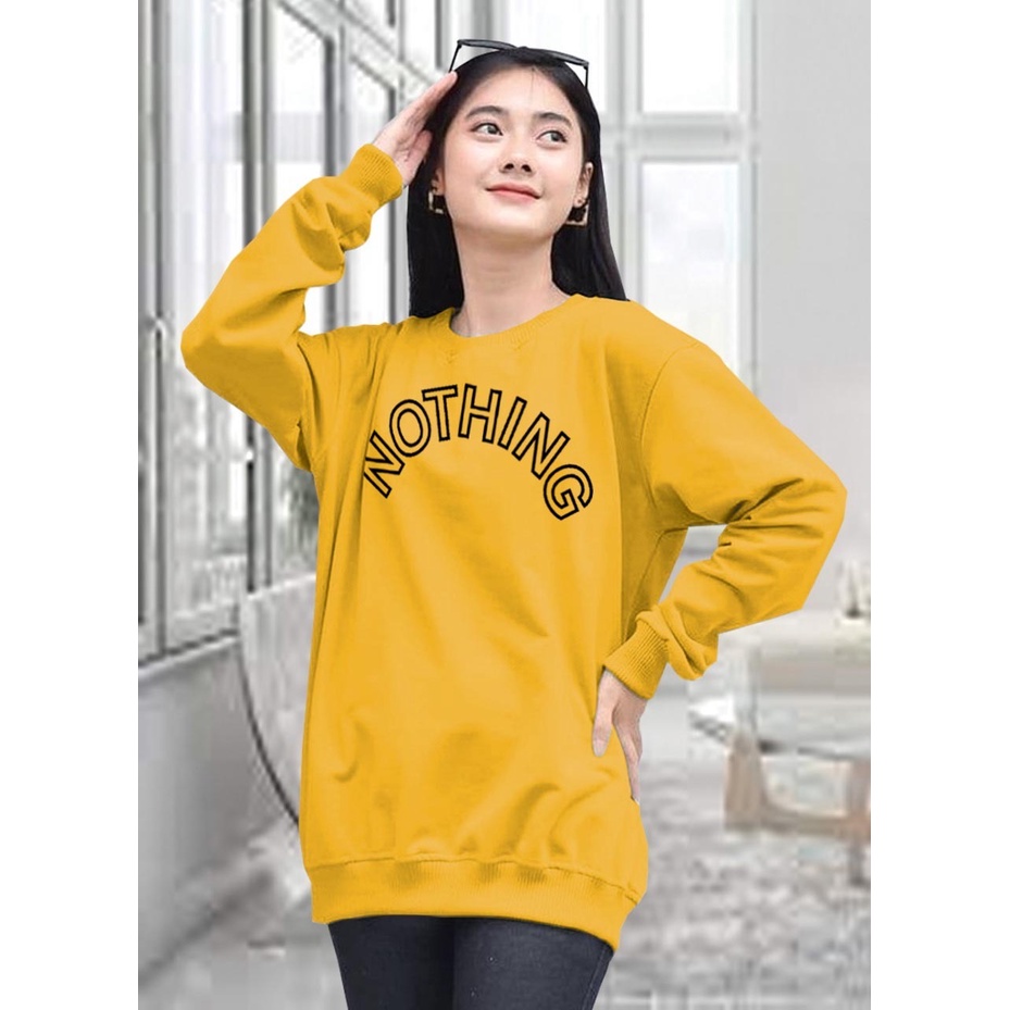 Kaos Lengan Panjang NOTHING/ Kaos Sweatshirt / Atasan Wanita / Atasan Wanita Lengan Panjang / Atasan Import / Kaos Wanita Blus