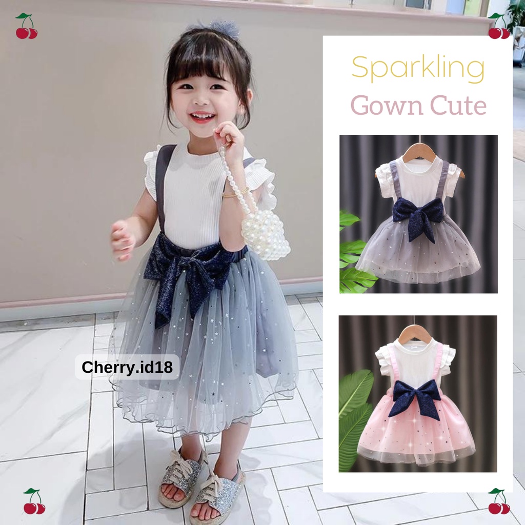 Cherry COD Dress Anak Perempuan Pendek  / Baju Pesta Baju Ulang Tahun Anak Perempuan - D42