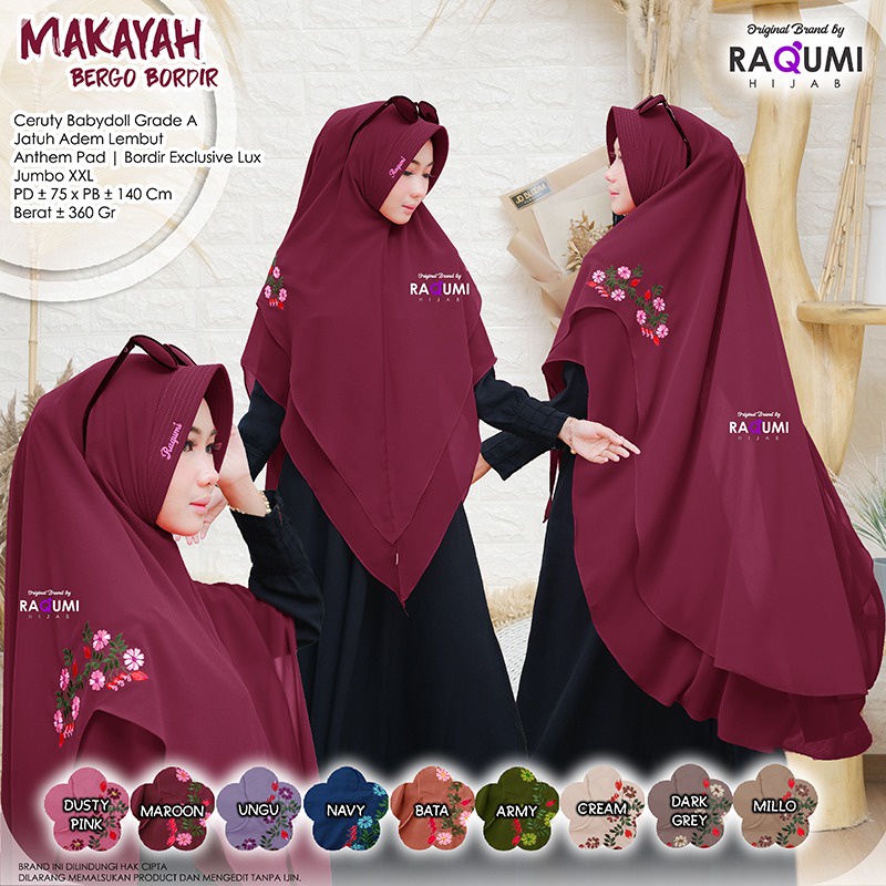 Makayah Bergo Bordir Khimar Original by Raqumi Hijab
