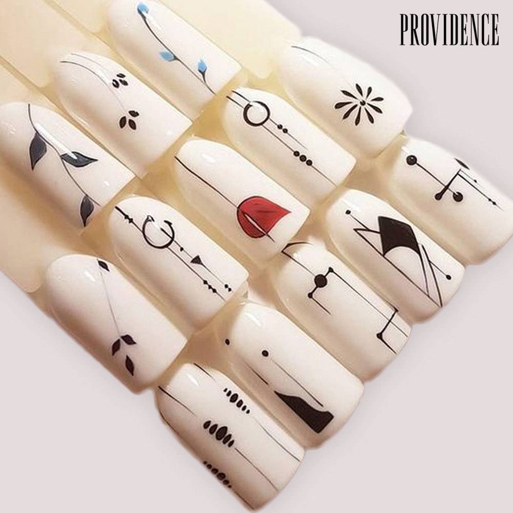 Providence Stiker Kuku Motif Bulu / Bunga Untuk Dekorasi Nail Art / Manicure Diy