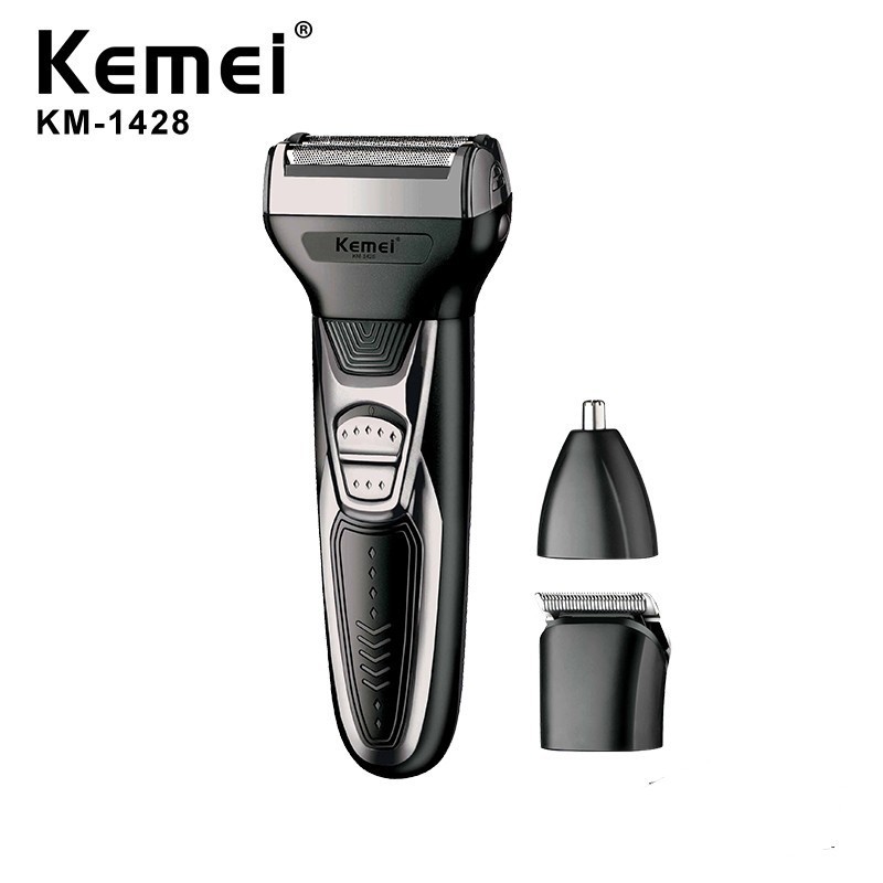 Kemei 1428 Original Alat Cukur Kumis Jenggot Pembersih Bulu Hidung Baterai CAS USB KM1428 KM 6558 KM-1428