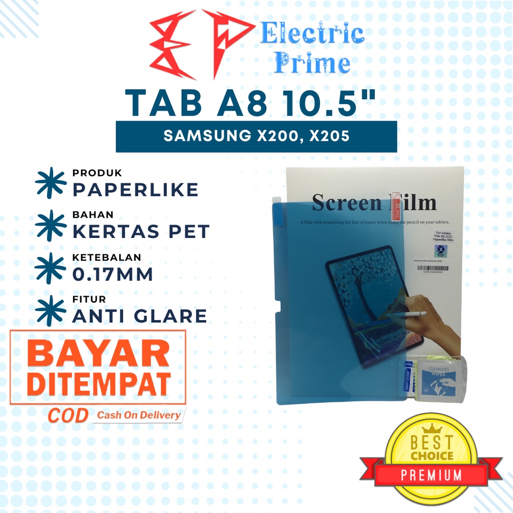 Anti Gores Film Samsung Galaxy Tab A8 10.5 2021 X200 X205 TRIPLEDI Paperlike Screen Protector Anti Glare