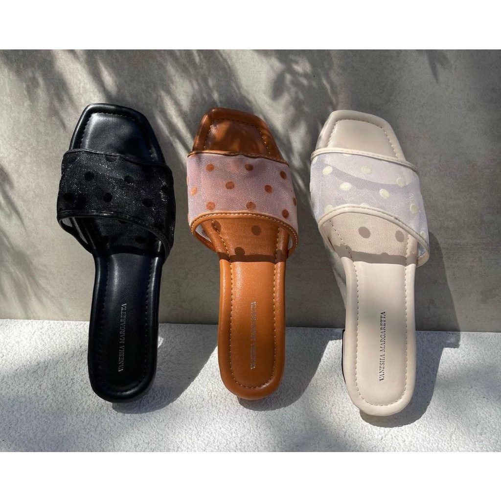 LSC# Polkadot Sandal Slide Hak Tahu 3 CM