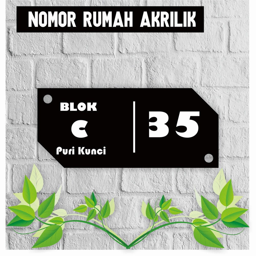 

PAPAN NOMOR ALAMAT RUMAH AKRILIK | NOMOR RUMAH ACRYLIC UKURAN 21x9cm AKRILIK SOLID HN26