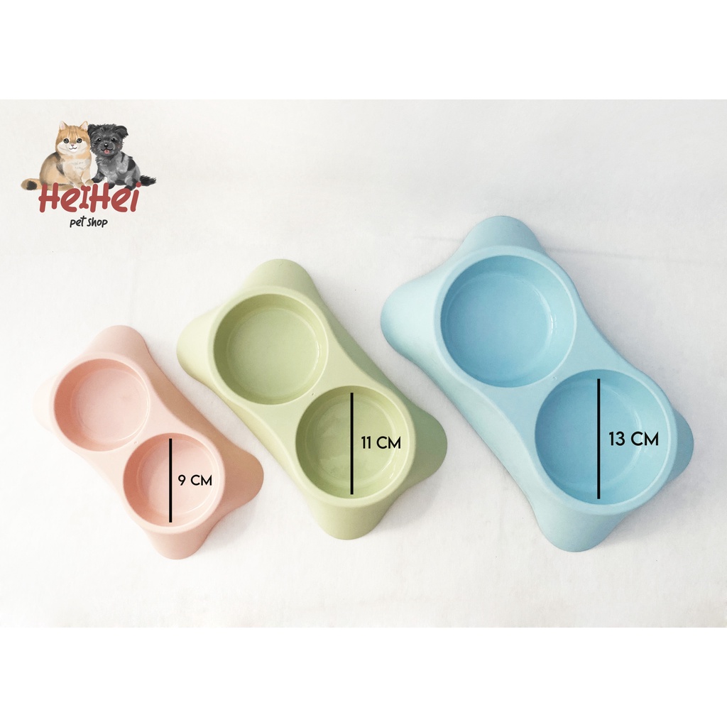 Tempat Makan Anjing Kucing Double Bowl - Pet Bowl Plastik Terlaris