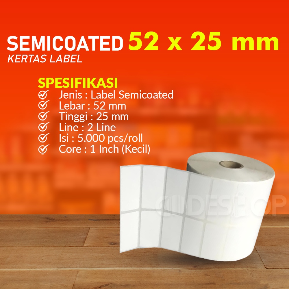 Label Barcode Semicoated 52 x 25 Kertas Label Harga