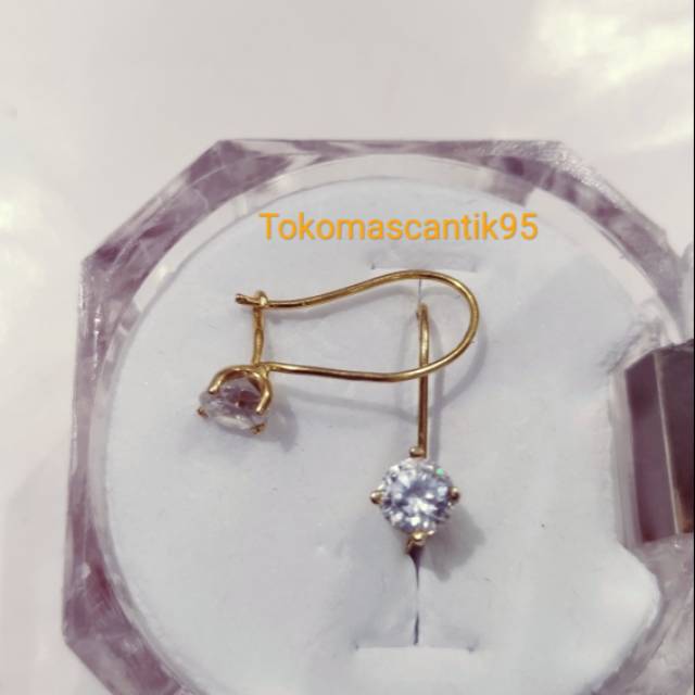 Anting Desi mata Swarovski emas asli kadar 700