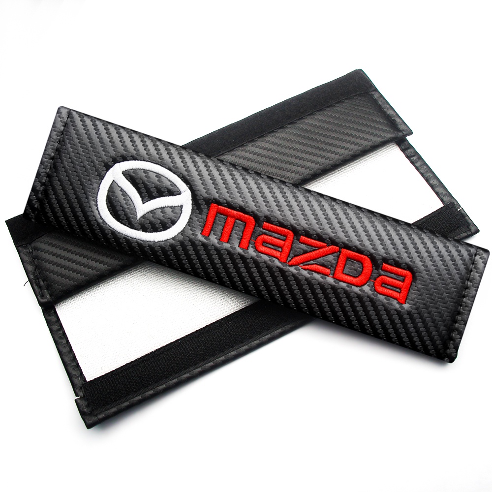 2pcs Cover Sabuk Pengaman Mobil Bahan Carbon Fiber Untuk Mazda 2 3 5 6 Atenza CX5 CX7 CX8