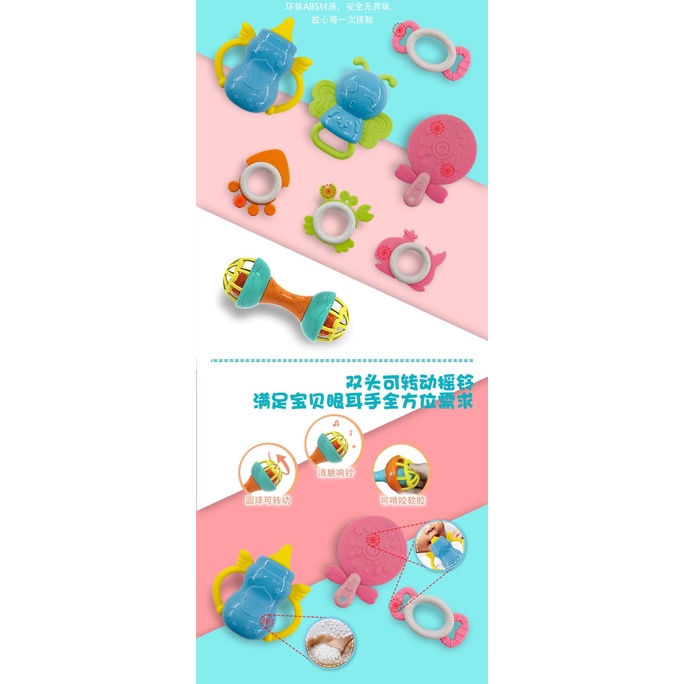 [BIG SALE] mainan anak gigitan bayi isi 9 pcs dengan box baby toys teether rattle set 9 pcs