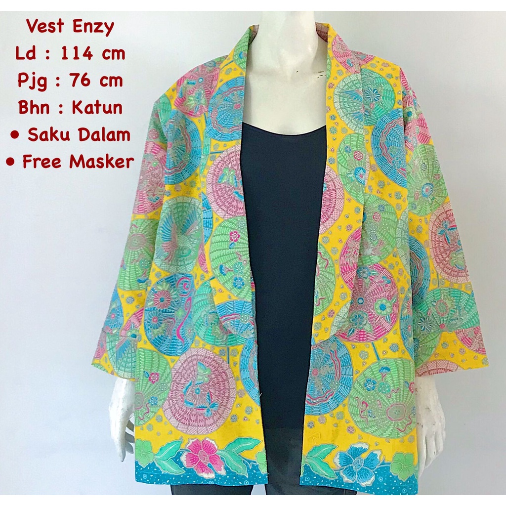 Vest enzy #2 batik solo atasan kerja outer wanita bolero batik