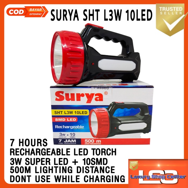 Senter Led Super Terang Surya SHT L3W 10 LED