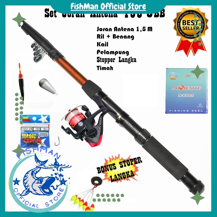 Alat Joran Stik Gagang Pancing Laut Lengkap 1 Set Murah Joran Antena 150 Kuat 5 kg