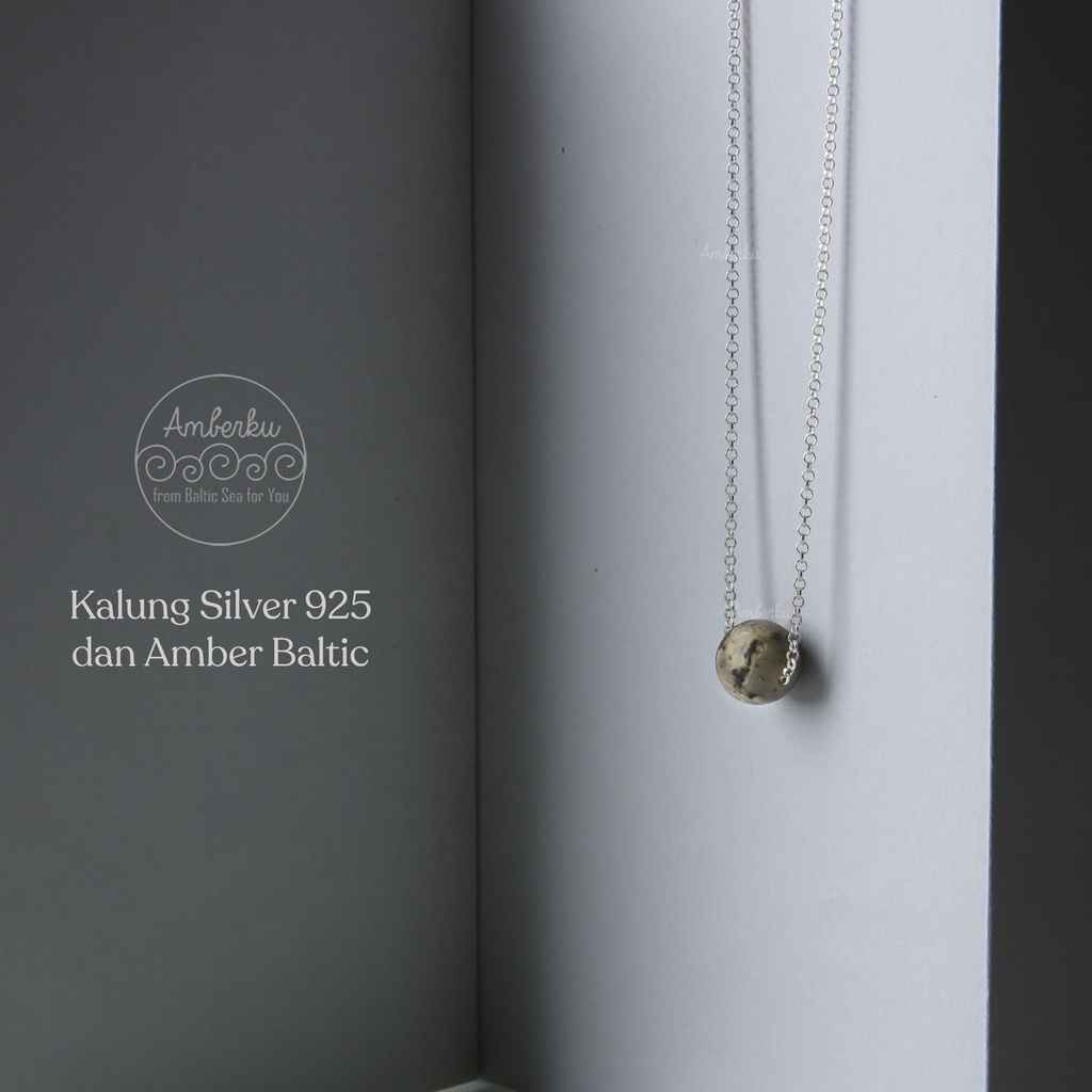 Kalung Dewasa Silver dengan Amber Baltic