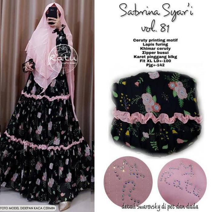 premium SABRINA 79 / 80 / 81 SYARI CERUTY MOTIF PRINTING SABRINA SYARI GAMIS SET KHIMAR 2 LAYER new