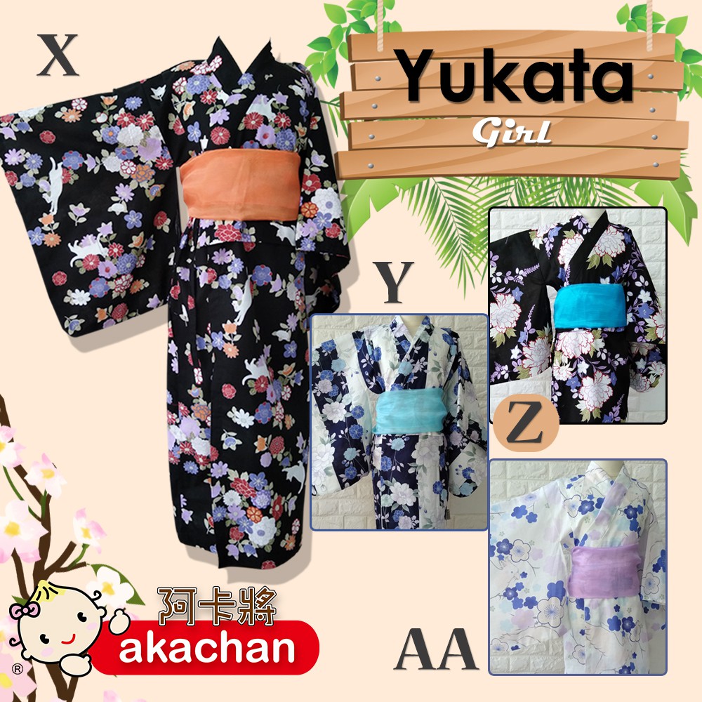 10t Kid's Yukata Japan size XL Summer Kimono Anak Cewe Obi