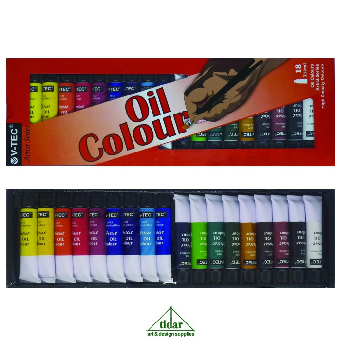 

Cat Minyak V-Tec / V-Tech Oil Colour / Color Set 18 x 12 ML Tube