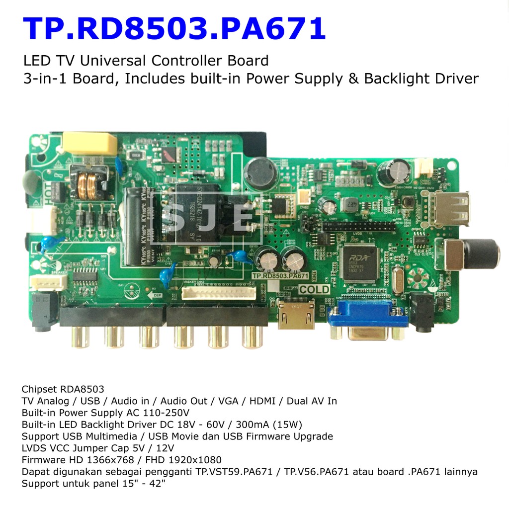 PA671 Mesin LED TV Universal TP.RD8503.PA671 Pengganti TP.VST59.PA671 TP.V56.PA671 HD FHD