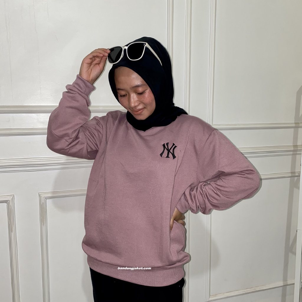 NY SWEATER CRAWNECK ZUMBO Size || SWEATSHIRT BASIC NY LOGO NY BORDIR PRIA DAN WANITA Sz M - XXL II 17 WARNA