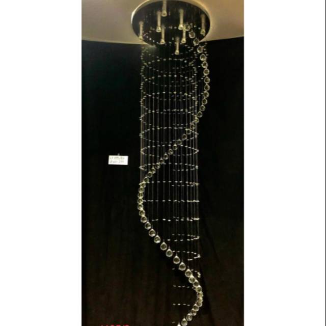 Lampu plafon full kristal baso mewah elegan void tangga hotel ruang tamu tipe 1195/8p LED PHILIPS