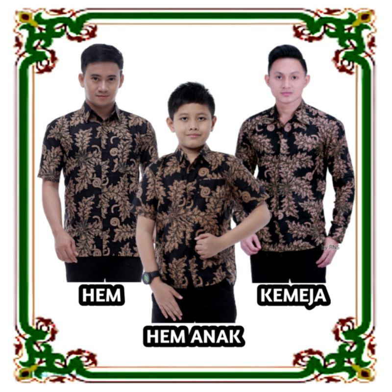 [COD]COUPLE TERLARIS-BATIK COUPLE AYAH DAN ANAK LAKI LAKI - BAJU BATIK ATASAN MOTIF DAUN LAWASAN