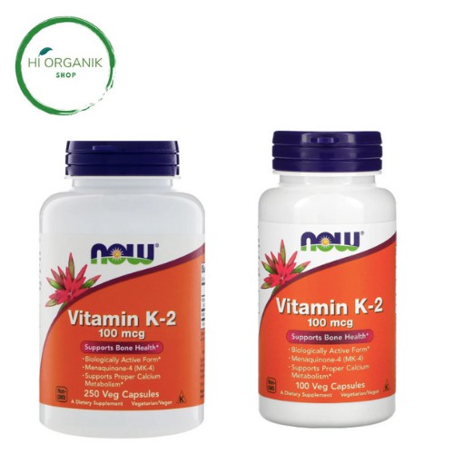 Now Foods Vitamin K-2 K 2 K2 100 mcg 100 Veg Capsules ; K2 100 mcg 250 Veg Capsules