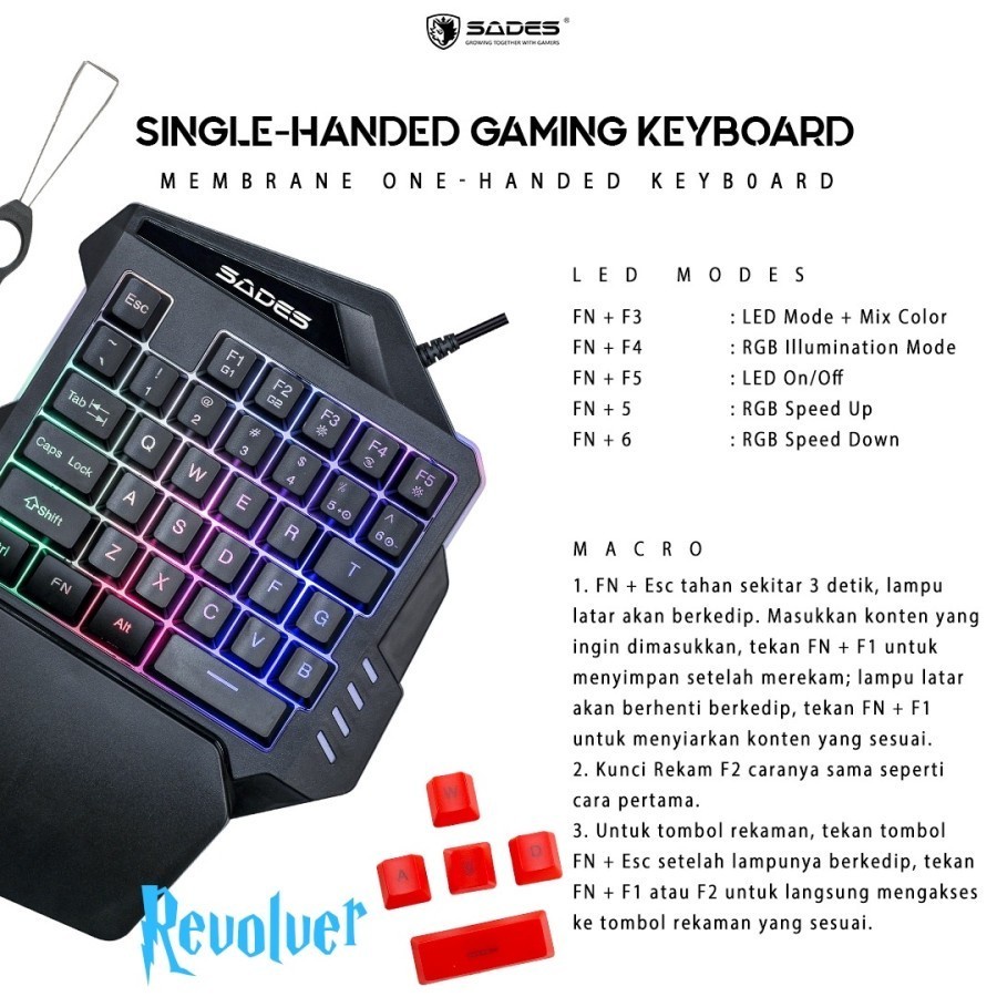 Keyboard Gaming Single Hand Sades REVOLVER TS 36 / TS36
