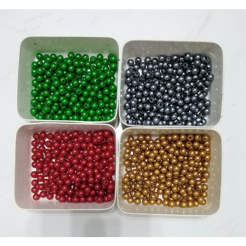 Manik Mote mutiara sintetis 8mm 6 mm per 50 gr  putih dan warna