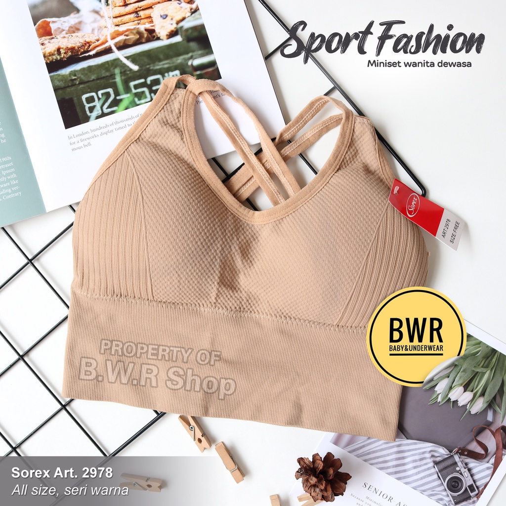 Bra Miniset Sorex 2978 Tali Silang | Pakaian Dalam Bh Sport GYM Olahraga Busa Lepas