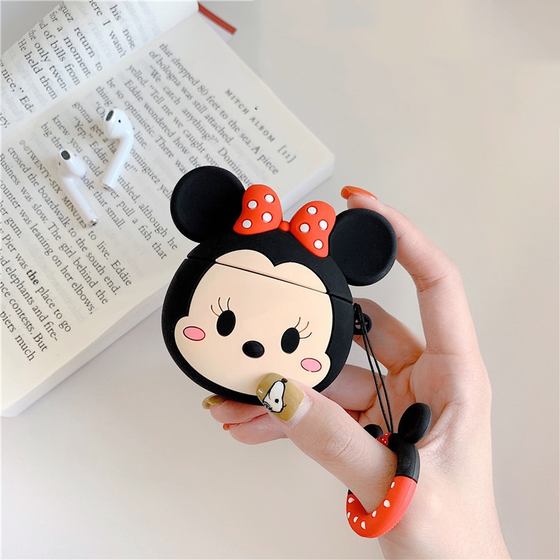 Cute cartoon silicone soft case Mickey Minnie Airpods1/2 generation bluetooth earphone protective cover Suitable for Inpods 12