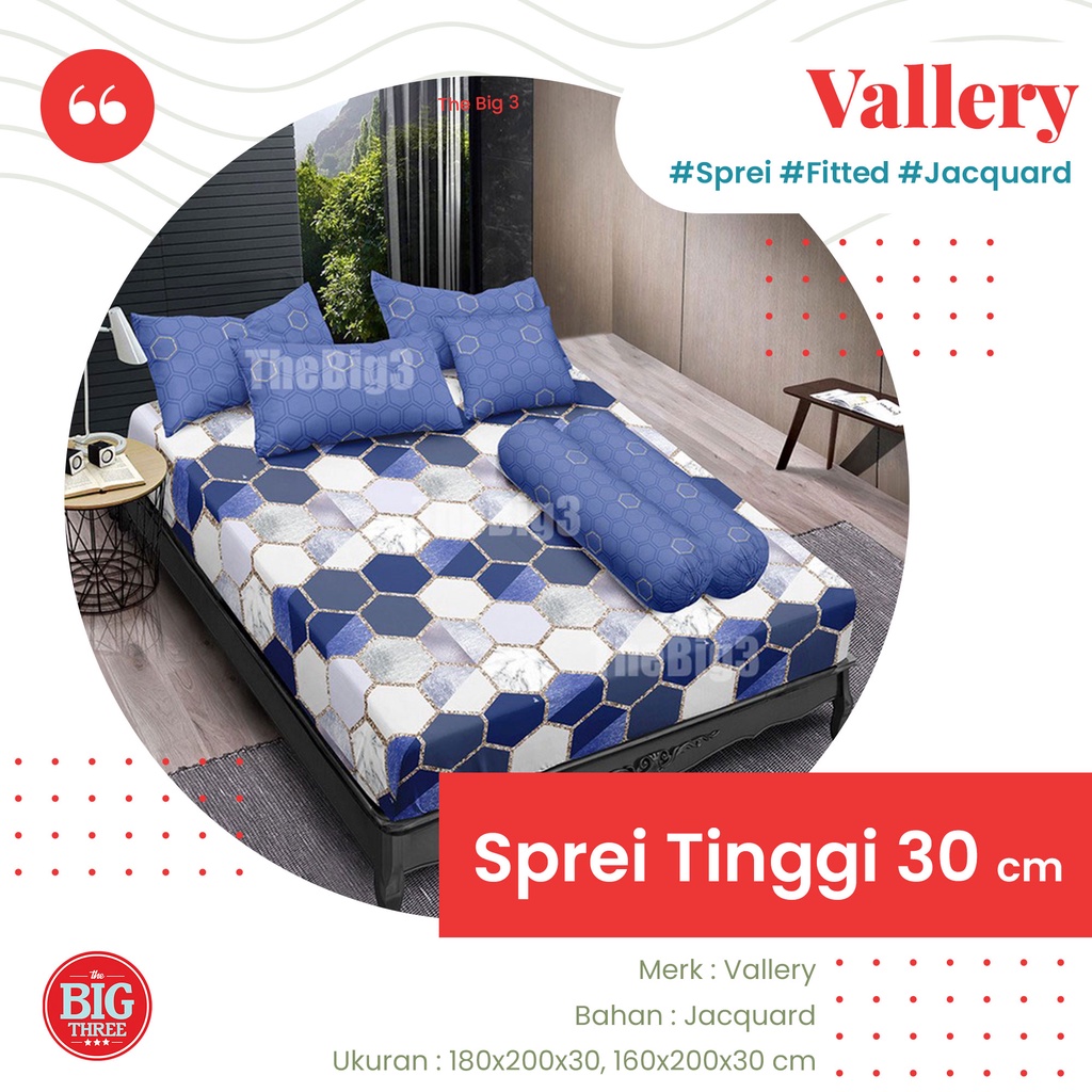 QUINCY VALLERY Sprei Tinggi 30 180x200 / 160x200 motif Aquatic Beryl Grisella Jihan Parker Haysel Lyra Monzula Vega - SP 180 160 T30 TBT