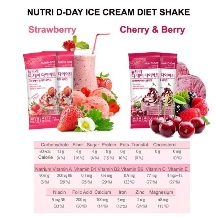 

KOREA NUTRI D DAY ICE CREAM FLAVOR SHAKE 2 PCS LOW CALORIE + GRATIS