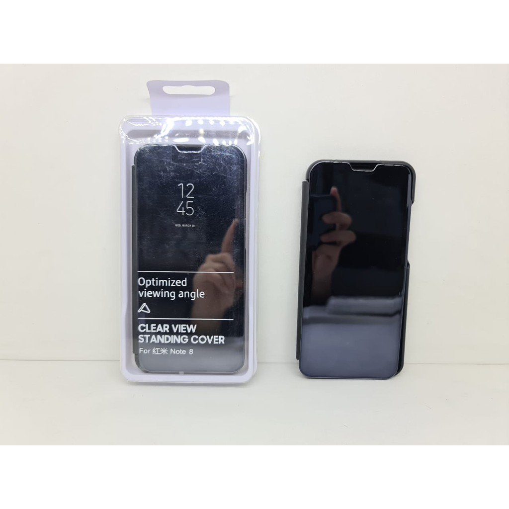 Flip Mirror Redmi Note 8 6.3 inchi Clear View Standing Cover Redmi Note 8 AUTOLOCK