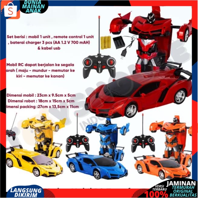 RC TRANSFORMER MOBIL REMOT KONTROL JADI ROBOT REMOTE CONTROL LAST KNIGHT BATERAI CAS TERBARU