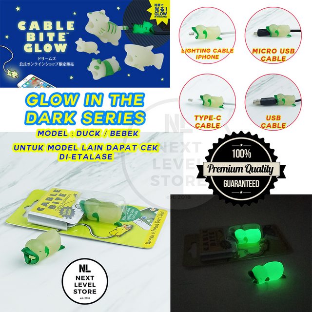 Duck - GLOW IN THE DARK Cable Bite Cute Protector Pelindung Kabel