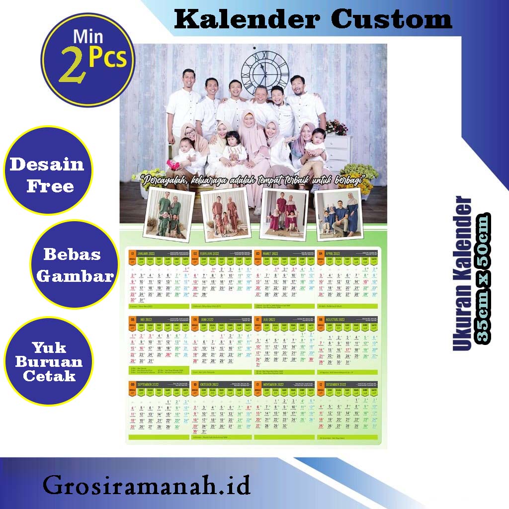 Kalender 2024 ukuran besar 31X47cm free design 1 jam jadi