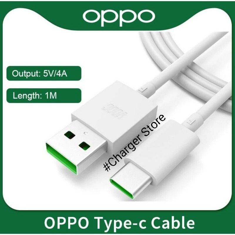 Kabel Data 5V 4A VOOC Type C Oppo A9 2020 A5 2020 A53 A91 R17 Reno