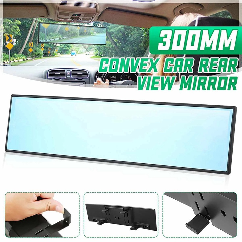 Universal Car Interior Mirror Wide Convex Anti-Glare Rearview Mirror Wide-Angle Surface Blue Rear View Mirror Clip On