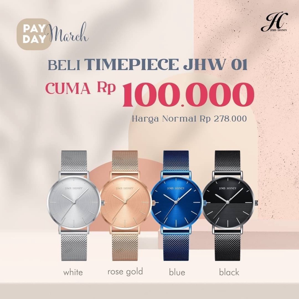 JIMS HONEY JHW-01 WATCH Arloji Wanita Stylish Kekinian Strap Mesh Stainless Grosir Jimshoney
