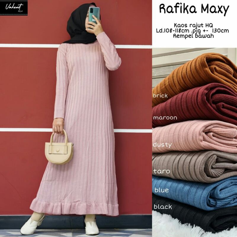 RAFIKA MAXI ready stok terbatas kaos rajut HQ remple bawah