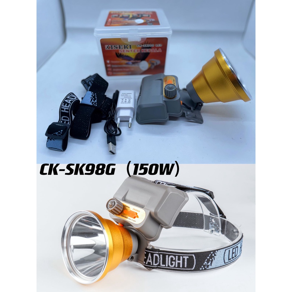 SENTER KEPALA TOMBOL PUTAR KISEKI ORIGINAL CK-SK98G LED ( 150 Watt - 9000mAh - 20 Jam - Waterproof - Baterai Lithium Isi Ulang ) Senter Kepala Camping Hiking Outdoor Headlamp Kiseki 150 watt | FSS