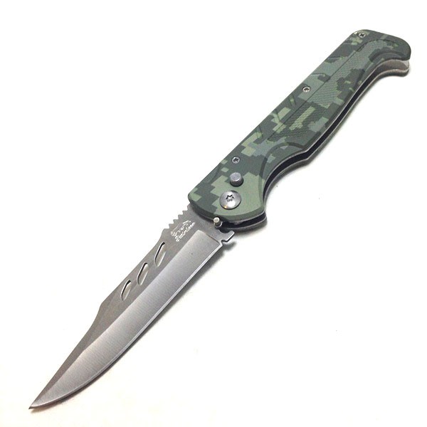 Pisau Lipat Knife Knive Automatis P1256 Bilah 11cm - Marpat Abu Abu