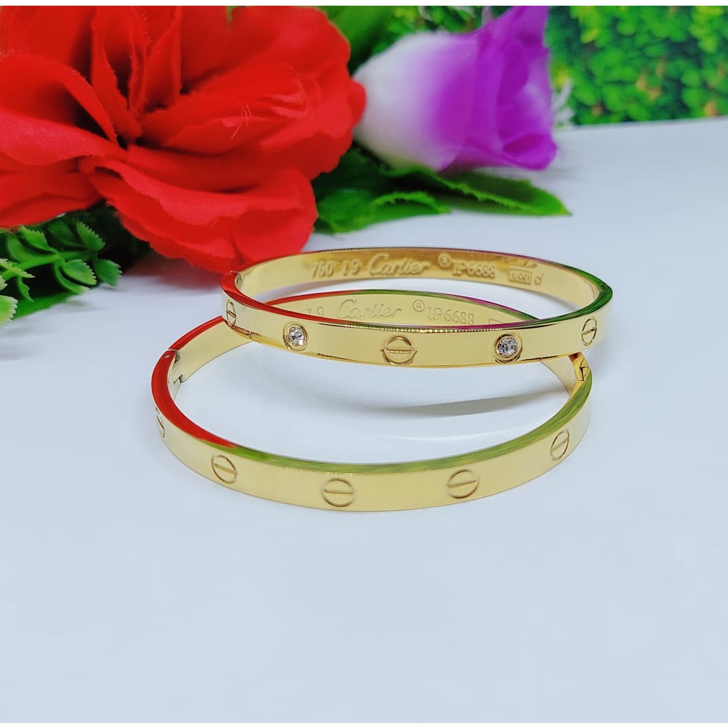 Gelang titanium permata dan gelang polos perhiasan fashion