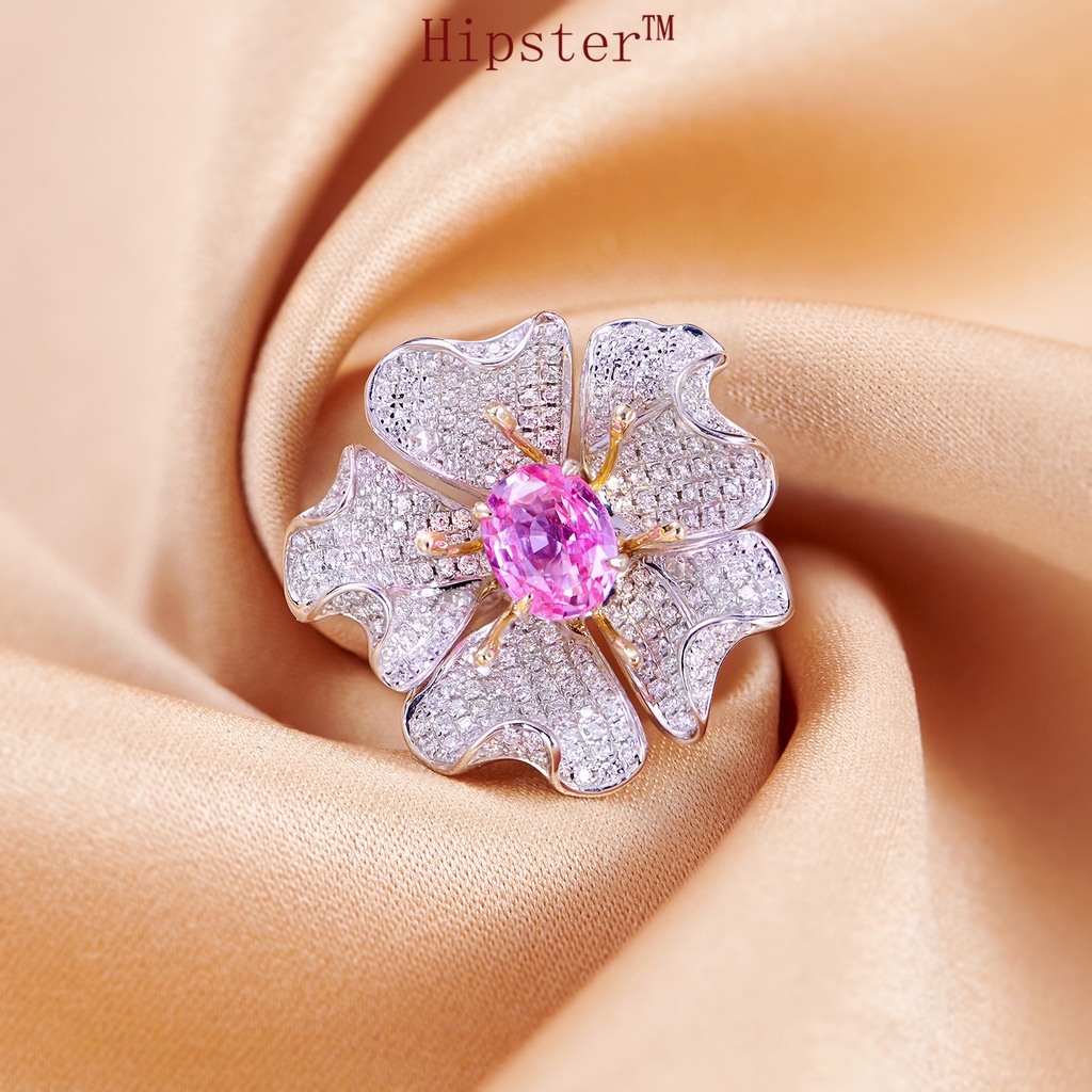 Elegant Elegant Micro-Inlaid Diamond Flower Luxury Two-Color Ring