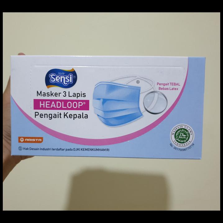 Masker Sensi Hijab / Headloop 3 Ply Isi 40 Pcs / Masker Medis Sensi